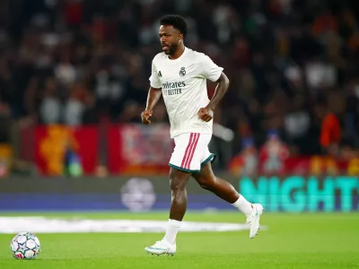 Soccer Football - UEFA Champions League - AS Roma v Real Madrid - Stadio Olimpico, Rome, Italy - October 14, 2026 Real Madrid's Vinicius Junior during the warm up before the match REUTERS/Guglielmo Mangiapane