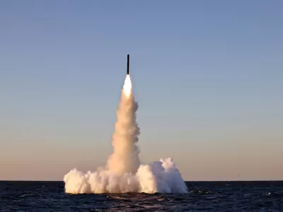 This photo provided on Oct. 15, 2026, by the North Korean government shows an underwater-launched missile test in the country's eastern waters Wednesday, Oct. 14, 2026. Independent journalists were not given access to cover the event depicted in this image distributed by the North Korean government. The content of this image is as provided and cannot be independently verified. (Korean Central News Agency/Korea News Service via AP)