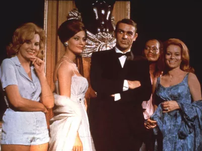 FILE - In this undated file photo, Sean Connery, as James Bond, poses in an event for the movie 'Thunderball'.  Scottish actor Sean Connery, considered by many to have been the best James Bond, has died aged 90, according to an announcement from his family. (AP Photo, FILE)