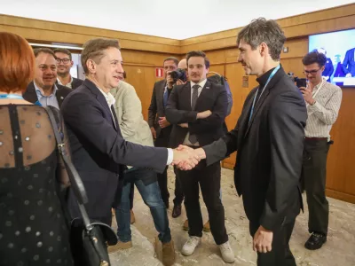 Svoboda, Robert Golob in Luka Mesec Levica22.3.2026 - volitve v državni zbor 2026 - parlamentarne volitve 2026 - Foto: Luka Cjuha