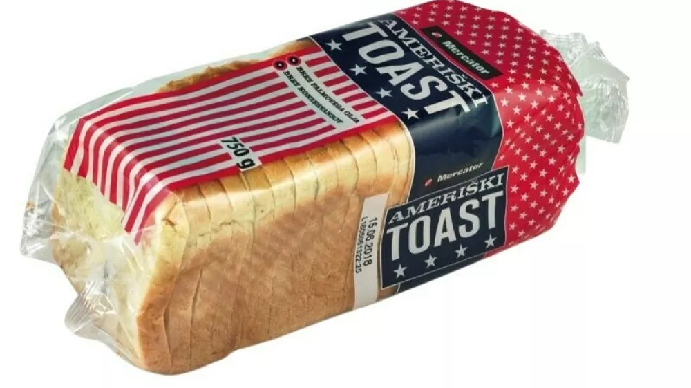 Umik toastov Mercatorjeve blagovne znamke.Ameriski toast. 