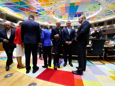 European Union leaders gather for a round table meeting at the EU summit in Brussels, Friday, Oct. 16, 2026. (AP Photo/Geert Vanden Wijngaert)