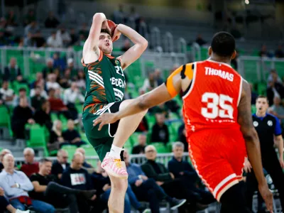 Matthew Hurt in action during BKT EuroCup 2026/2027 basketball match between Cedevita Olimpija (SLO) and Le Mans (FRA) in SRC Stozice, Ljubljana, Slovenia on October 21, 2026. Photo: Filip Barbalic