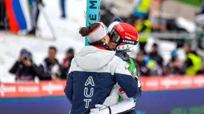 Planica 29.03.2026Skoki narciarskie. FIS Puchar Swiata w Lotach Narciarskich w Planicy. Sezon 2025/2026. Konkurs indywidualny mezczyzn --- Ski Jumping. FIS Ski Flying World Cup in Planica, Slovenia. Season 2025/2026. Men's individual competition. Person shown: Lisa Eder Manuel Fettner,Image: 1087205815, License: Rights-managed, Restrictions: *** World Rights Except Poland *** POLOUT, Model Release: no 