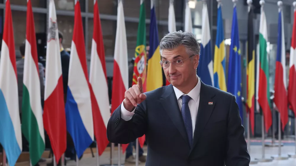 Croatia's Prime Minister Andrej Plenkovic arrives for the EU summit at the European Council building in Brussels, Thursday, March 19, 2026. (AP Photo/Omar Havana)