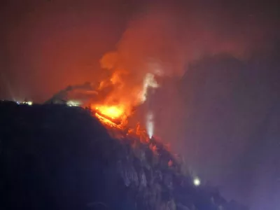 The Kehlsteinhaus, known as the Eagle's Nest, formerly Adolf Hitler's mountain retreat, is engulfed in flames on late October 23, 2026, after a large fire had broken out at the site located at an altitude of 1,834 metres (6,000 feet) in the mountains over Berchtesgaden, in the southern German state of Bavaria. Emergency services arrived on site on late October 23, 2026 and found a large fire. German police said on October 24, 2026 they have detained a suspect following a fire at Adolf Hitler's mountain retreat, known as the Eagle's Nest.,Image: 1146065805, License: Rights-managed, Restrictions:, Model Release: no 