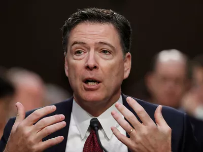 FILE - Former FBI Director James Comey speaks during a Senate Intelligence Committee hearing on Capitol Hill, Thursday, June 8, 2017, in Washington. (AP Photo/Alex Brandon, File)