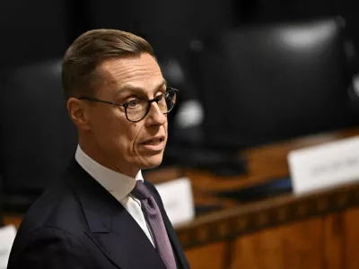 President of Finland Alexander Stubb gives a speech during the opening of the plenary session at the Finnish Parliament during the Nordic Council meeting in Helsinki, Finland, on 27th of October, 2026. Lehtikuva/Roni Rekomaa via REUTERS   ATTENTION EDITORS - THIS IMAGE WAS PROVIDED BY A THIRD PARTY. NO THIRD PARTY SALES. NOT FOR USE BY REUTERS THIRD PARTY DISTRIBUTORS. FINLAND OUT. NO COMMERCIAL OR EDITORIAL SALES IN FINLAND.