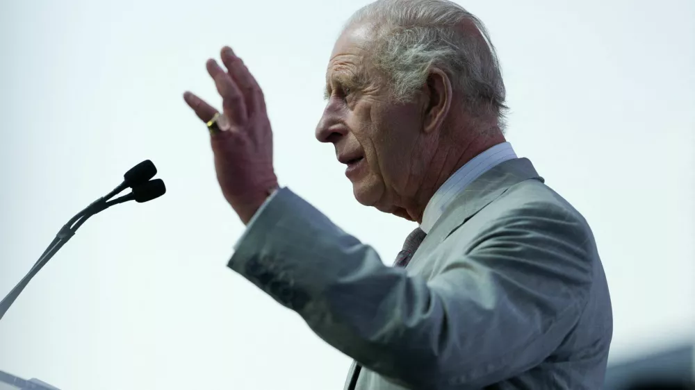 Britain's King Charles delivers a speech during a youth rally at Clifford Park in Nassau, The Bahamas, October 27, 2026.  Ben Stansall/Pool via REUTERS