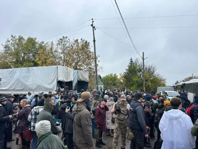 People attend an evacuation from the Russian-occupied city of Oleshky, amid Russia's attack on Ukraine, in the Kherson region, in this handout picture released October 30, 2026. Head of the Office of the President of Ukraine, Kyrylo Budanov/Handout via REUTERS  THIS IMAGE HAS BEEN SUPPLIED BY A THIRD PARTY. MANDATORY CREDIT