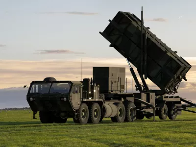 MIM-104 Patriot - US surface-to-air missile system on a mobile vehicle platform.