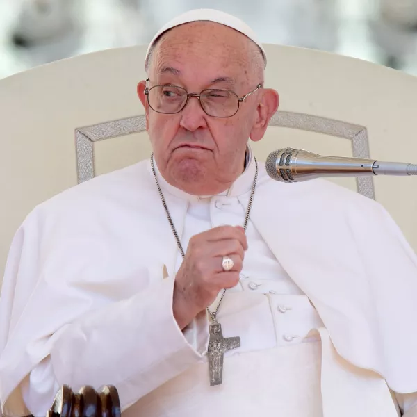 12 June 2024, Vatican, Vatican City: Pope Francis speaks leads his weekly General Audience in St. Peter's Square at the Vatican City. Photo: Evandro Inetti/ZUMA Press Wire/dpa