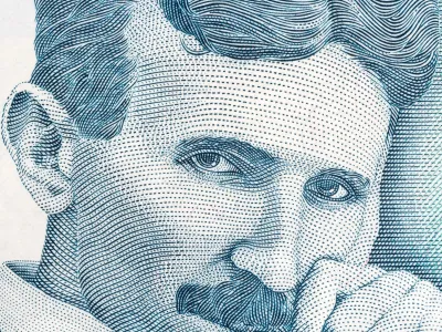 Nikola Tesla portrait from Serbian money