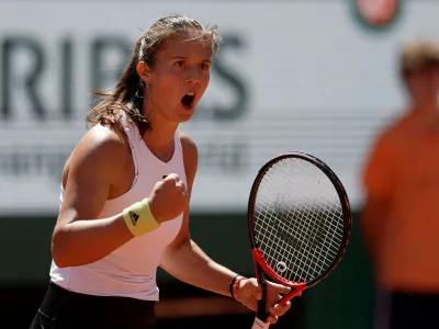 FILE PHOTO: Tennis - Russia's Daria Kasatkina reacts during her French Open semi final match against Poland's Iga Swiatek- Roland Garros, Paris, France - June 2, 2022 REUTERS/Benoit Tessier/File Photo