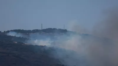 Smoke rises, amid ongoing cross-border hostilities between Hezbollah and Israeli forces, in Kiryat Shmona, northern Israel, June 14, 2024. REUTERS/Ammar Awad