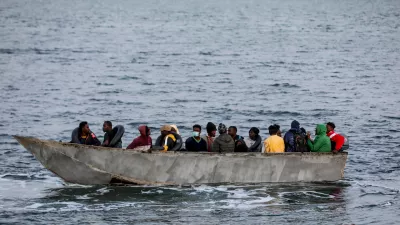 FILED - 23 June 2023, Tunisia, Sfax: A tiny boat carrying migrants is pictured in the Mediterranean Sea, after being intercepted by Tunisian Maritime National Guard and brought back to the shore of the Tunisian southern city of Sfax. Reporting the loss of 47 migrants who set off from the Tunisian coast of Sfax. Photo: Khaled Nasraoui/dpa