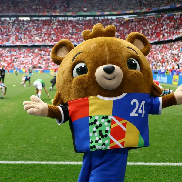 Soccer Football - Euro 2024 - Group C - Slovenia v Serbia - Munich Football Arena, Munich, Germany - June 20, 2024 Euro 2024 mascot Albart is seen inside the stadium before the match REUTERS/Leonhard Simon