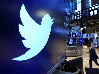 FILE - The logo for Twitter appears above a trading post on the floor of the New York Stock Exchange, Nov. 29, 2021. Startling new revelations from Twitter's former head of security, Peiter Zatko, have raised serious new questions about the security of the platform's service, its ability to identify and remove fake accounts, and the truthfulness of its statements to users, shareholders and federal regulators. (AP Photo/Richard Drew, File)