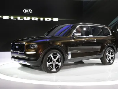 The Kia Telluride concept debuts at the North American International Auto Show in Detroit, Monday, Jan. 11, 2016. (AP Photo/Paul Sancya)