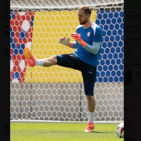 Jan Oblak med današnjim treningom.