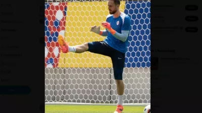 Jan Oblak med današnjim treningom.