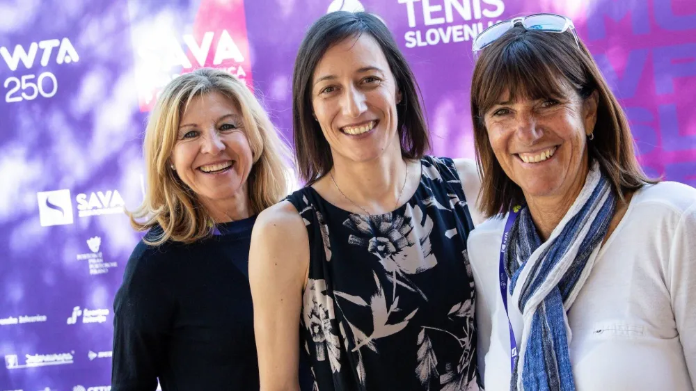 Mima Jausovec, Katarina Srebotnik and Biljana Veselinovic at farewell of Katarina Srebotnik to tennis career during day 8 of WTA 250 Zavarovalnica Sava Portoroz, on September 18, 2022 in Stadium Marina, Portoroz / Portorose, Slovenia. Photo by Matic Klansek Velej / Sportida