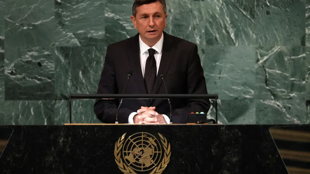 Slovenia's President Borut Pahor addresses the 77th Session of the United Nations General Assembly at U.N. Headquarters in New York City, U.S., September 21, 2022. REUTERS/Brendan McDermid