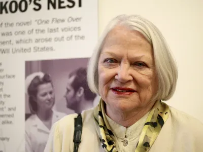 FILE - Academy Award winning actress Louise Fletcher, who played Nurse Ratched in "One Flew Over the Cuckoo's Nest," which was filmed at the Oregon State Hospital, was a featured guest at the grand opening on Oct. 6, 2012. Fletcher died Friday, Sept. 23, 2022, at age 88. (Eilise Ward/The Oregonian via AP, File)