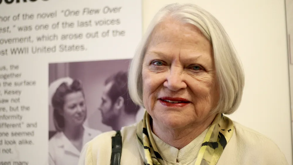 FILE - Academy Award winning actress Louise Fletcher, who played Nurse Ratched in "One Flew Over the Cuckoo's Nest," which was filmed at the Oregon State Hospital, was a featured guest at the grand opening on Oct. 6, 2012. Fletcher died Friday, Sept. 23, 2022, at age 88. (Eilise Ward/The Oregonian via AP, File)