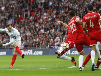 ﻿Football Soccer Britain - England v Malta - 2018 World Cup Qualifying European Zone - Group F - Wembley Stadium, London, England - 8/10/16<br>England's Wayne Rooney shoots at goal<br>Action Images via Reuters / Carl Recine<br>Livepic<br>EDITORIAL USE ONLY.