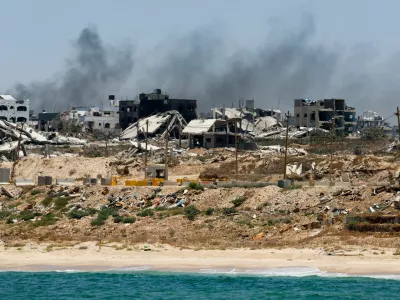 FILE PHOTO: Destroyed buildings are pictured in Gaza, amid the ongoing conflict between Israel and Hamas, as seen near the Gaza coast, June 25, 2024. REUTERS/Amir Cohen/File Photo