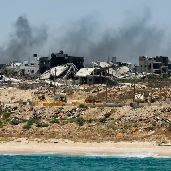 FILE PHOTO: Destroyed buildings are pictured in Gaza, amid the ongoing conflict between Israel and Hamas, as seen near the Gaza coast, June 25, 2024. REUTERS/Amir Cohen/File Photo