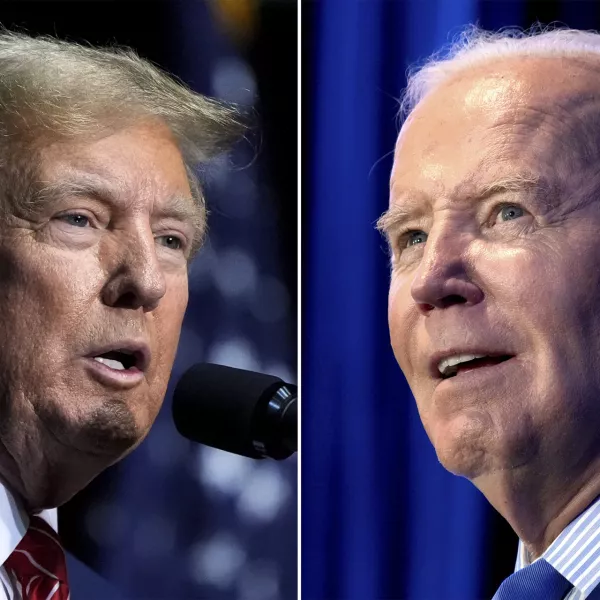 FILE - This combo image shows Republican presidential candidate former President Donald Trump, left, March 9, 2024 and President Joe Biden, right, Jan. 27, 2024. (AP Photo, File)