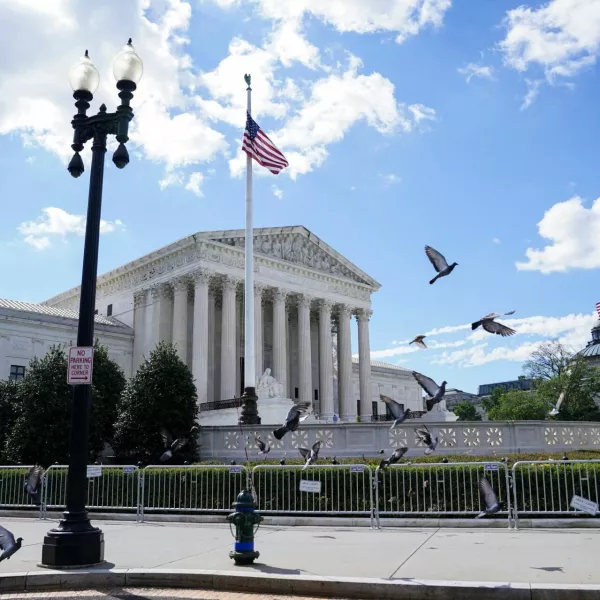 FILE PHOTO: Birds fly outside the U.S. Supreme Court on the day justices issue orders in pending appeals in Washington, U.S., June 24, 2024. REUTERS/Nathan Howard/File Photo