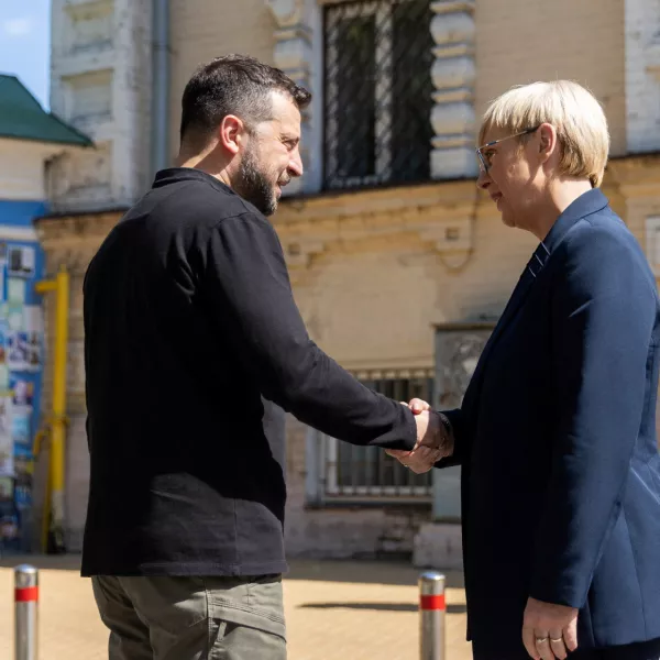 Ukraine's President Volodymyr Zelenskiy meets with Slovenian President Natasa Pirc Musar, amid Russia's attack on Ukraine, in Kyiv, Ukraine June 28, 2024. Ukrainian Presidential Press Service/Handout via REUTERS ATTENTION EDITORS - THIS IMAGE HAS BEEN SUPPLIED BY A THIRD PARTY.