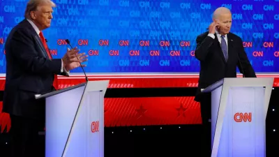 Democrat candidate, U.S. President Joe Biden, and Republican candidate, former U.S. President Donald Trump, attend a debate ahead of the U.S. presidential election, in Atlanta, Georgia, U.S., June 27, 2024. REUTERS/Brian Snyder   TPX IMAGES OF THE DAY