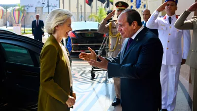 HANDOUT - 29 June 2024, Egypt, Cairo: President of Egypt Abdel Fattah El-Sisi receives President of the European Commission Ursula von der Leyen ahead of the Egypt-EU Investment Conference. Photo: Dati Bendo/European Commission/dpa - ATTENTION: editorial use only and only if the credit mentioned above is referenced in full