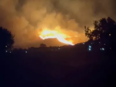 A view of fire around the island of Kos, Greece, July 1, 2024, in this screen grab obtained from a social media video. ALAN BOYLE/via REUTERS THIS IMAGE HAS BEEN SUPPLIED BY A THIRD PARTY. MANDATORY CREDIT. NO RESALES. NO ARCHIVES.