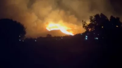 A view of fire around the island of Kos, Greece, July 1, 2024, in this screen grab obtained from a social media video. ALAN BOYLE/via REUTERS THIS IMAGE HAS BEEN SUPPLIED BY A THIRD PARTY. MANDATORY CREDIT. NO RESALES. NO ARCHIVES.