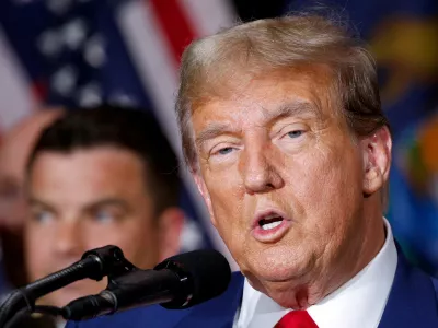 FILE PHOTO: Republican presidential candidate and former U.S. President Donald Trump speaks during a campaign rally in Grand Rapids, Michigan, U.S., April 2, 2024. REUTERS/Rebecca Cook/File Photo