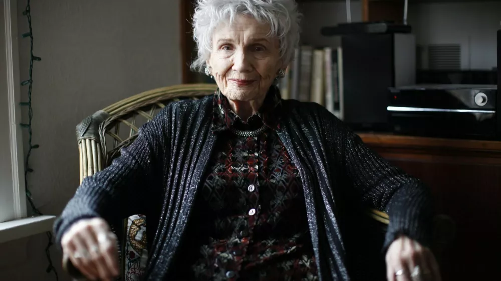 FILE - Canadian author Alice Munro is photographed during an interview in Victoria, B.C. Tuesday, Dec.10, 2013. (Chad Hipolito/The Canadian Press via AP, File)