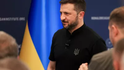 Ukraine's President Volodymyr Zelenskiy looks on at the Ronald Reagan Presidential Foundation and Institute on the sidelines of NATO's 75th anniversary summit in Washington, U.S., July 9, 2024. REUTERS/Kevin Mohatt