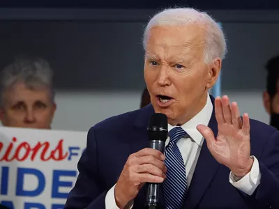 U.S. President Joe Biden delivers remarks during a meeting of national union leaders at the AFL-CIO Headquarters, in Washington, U.S., July 10, 2024. REUTERS/Evelyn Hockstein