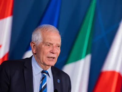 04 November 2022, North Rhine-Westphalia, Muenster: Josep Borrell, EU Representative for Foreign Affairs, delivers a statement at the Historic Town Hall at the G7 Foreign Ministers' Meeting. Photo: Rolf Vennenbernd/dpa