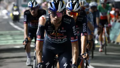 Cycling - Tour de France - Stage 12 - Aurillac to Villeneuve-sur-Lot - Aurillac, France - July 11, 2024 Red Bull