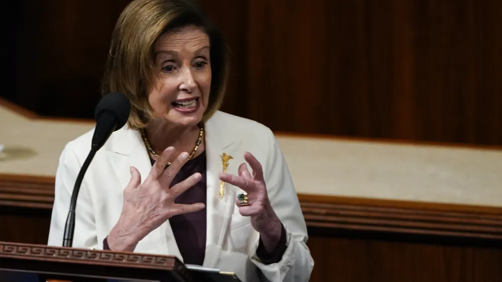 House Speaker Nancy Pelosi of Calif., speaks on the House floor at the Capitol in Washington, Thursday, Nov. 17, 2022. (AP Photo/Carolyn Kaster)