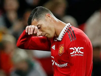 FILE PHOTO: Soccer Football - Europa League - Group E - Manchester United v Sheriff Tiraspol - Old Trafford, Manchester, Britain - October 27, 2022 Manchester United's Cristiano Ronaldo reacts REUTERS/Craig Brough/File Photo