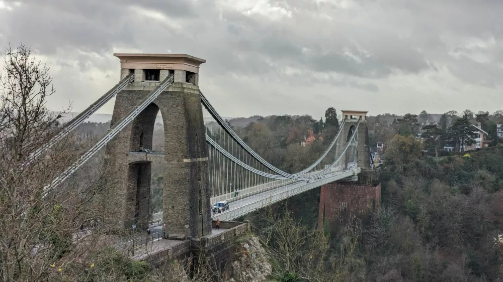 A view of the Clifton Suspension Bridge, as seen from the Clifton Observatory in Bristol, Britain December 9, 2023. REUTERS/Muvija M