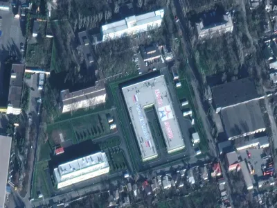 A satellite image shows a new Russian military facility in Mariupol, Ukraine, November 30, 2022. Maxar Technologies/Handout via REUTERS THIS IMAGE HAS BEEN SUPPLIED BY A THIRD PARTY. NO RESALES. NO ARCHIVES. MANDATORY CREDIT. MUST NOT OBSCURE LOGO