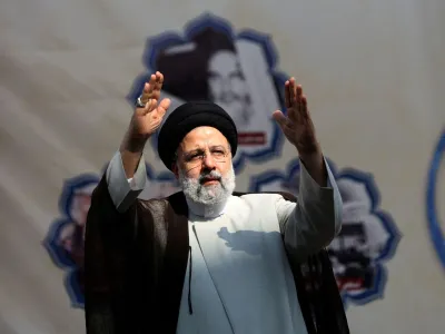 FILE PHOTO: Iran's President Ebrahim Raisi gestures during the 43rd anniversary of the U.S. expulsion from Iran, in Tehran, Iran November 4, 2022. Majid Asgaripour/WANA (West Asia News Agency) via REUTERS ATTENTION EDITORS - THIS IMAGE HAS BEEN SUPPLIED BY A THIRD PARTY./File Photo